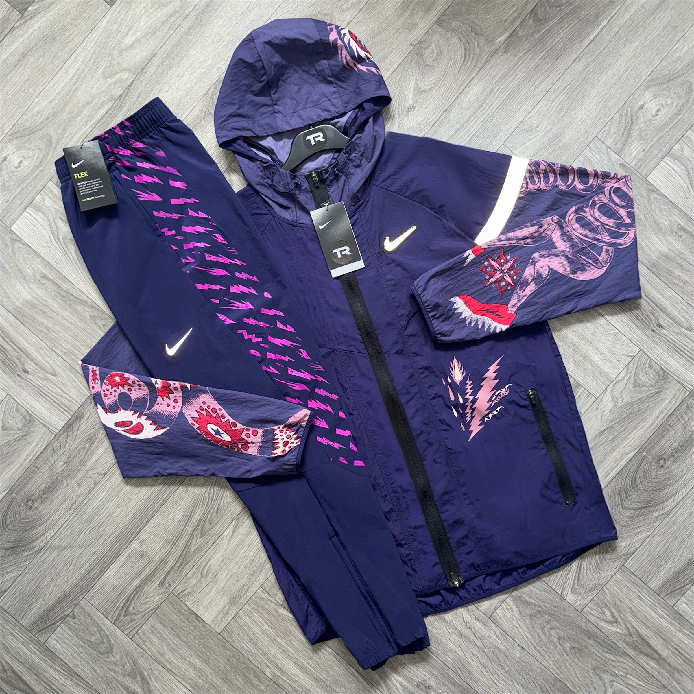 (New) Midnight Purple Nike Dragon/Bolt Tracksuit Set