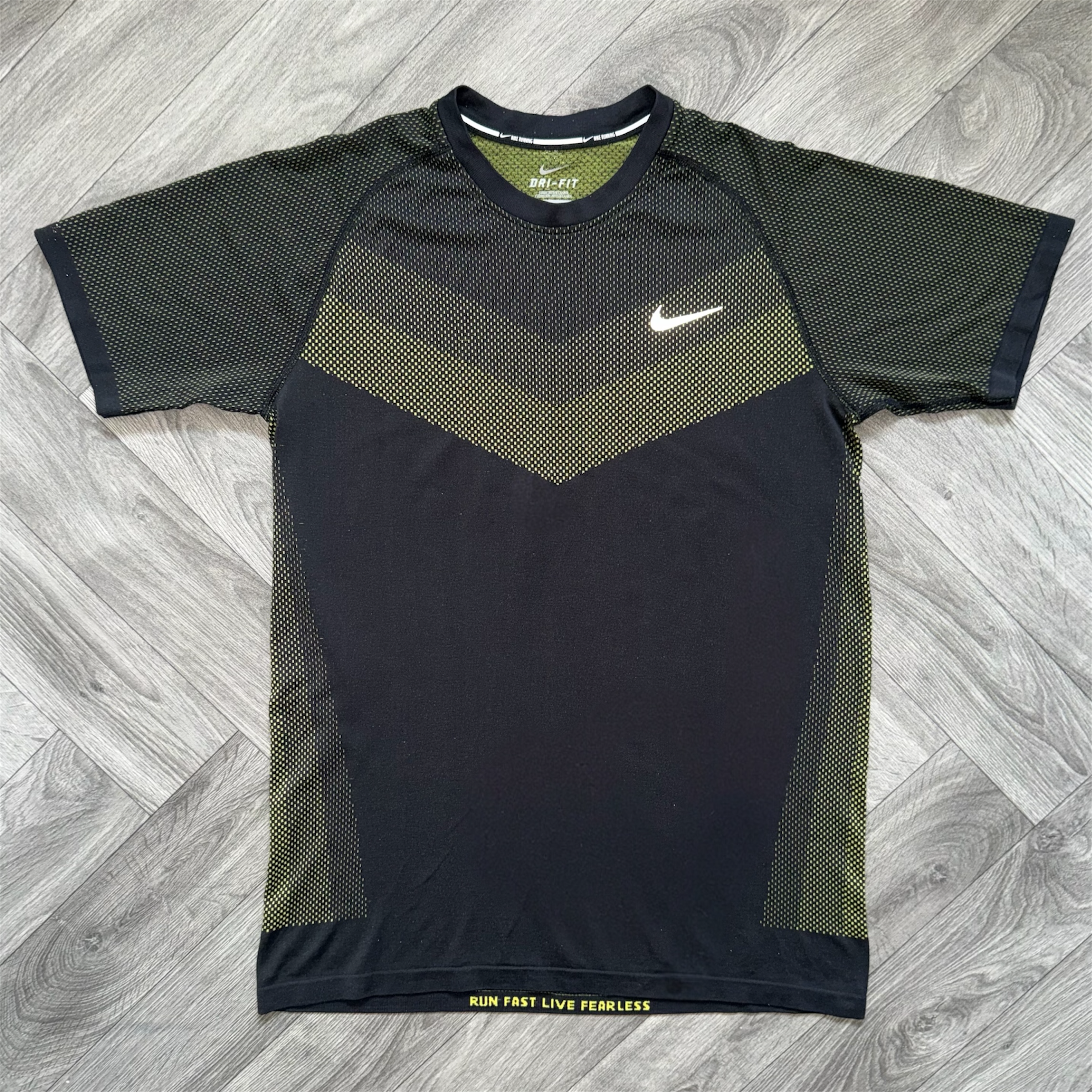 Reverse Neon Nike Run Fast Live Fearless Tee