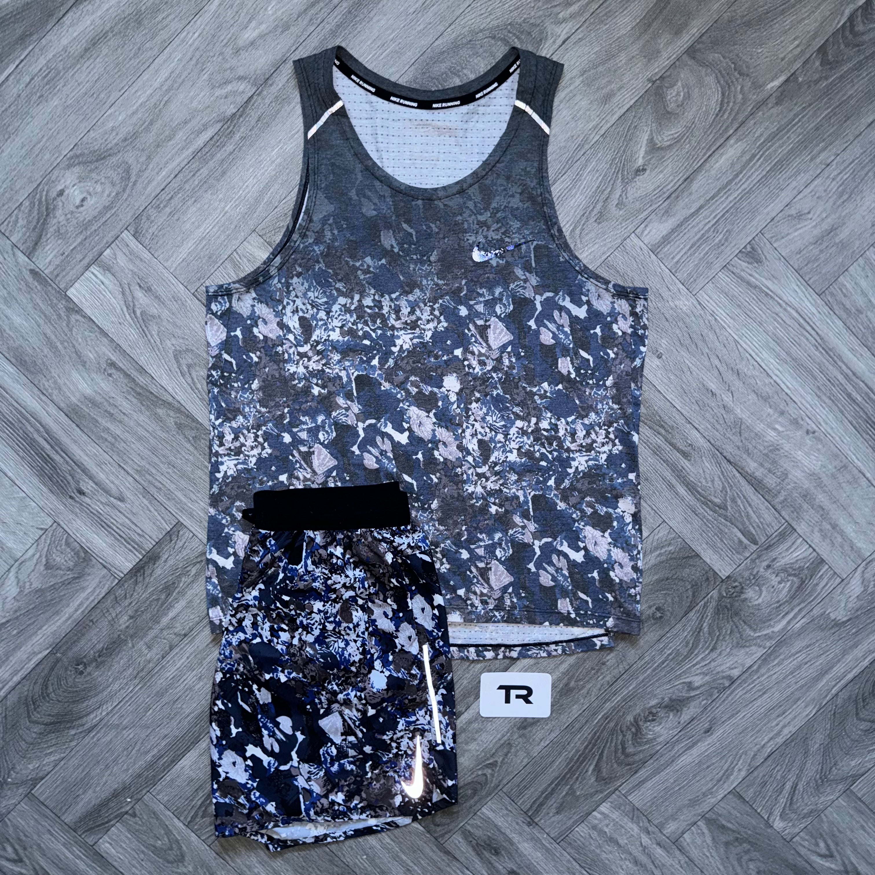 Blue Floral Nike Vest Set