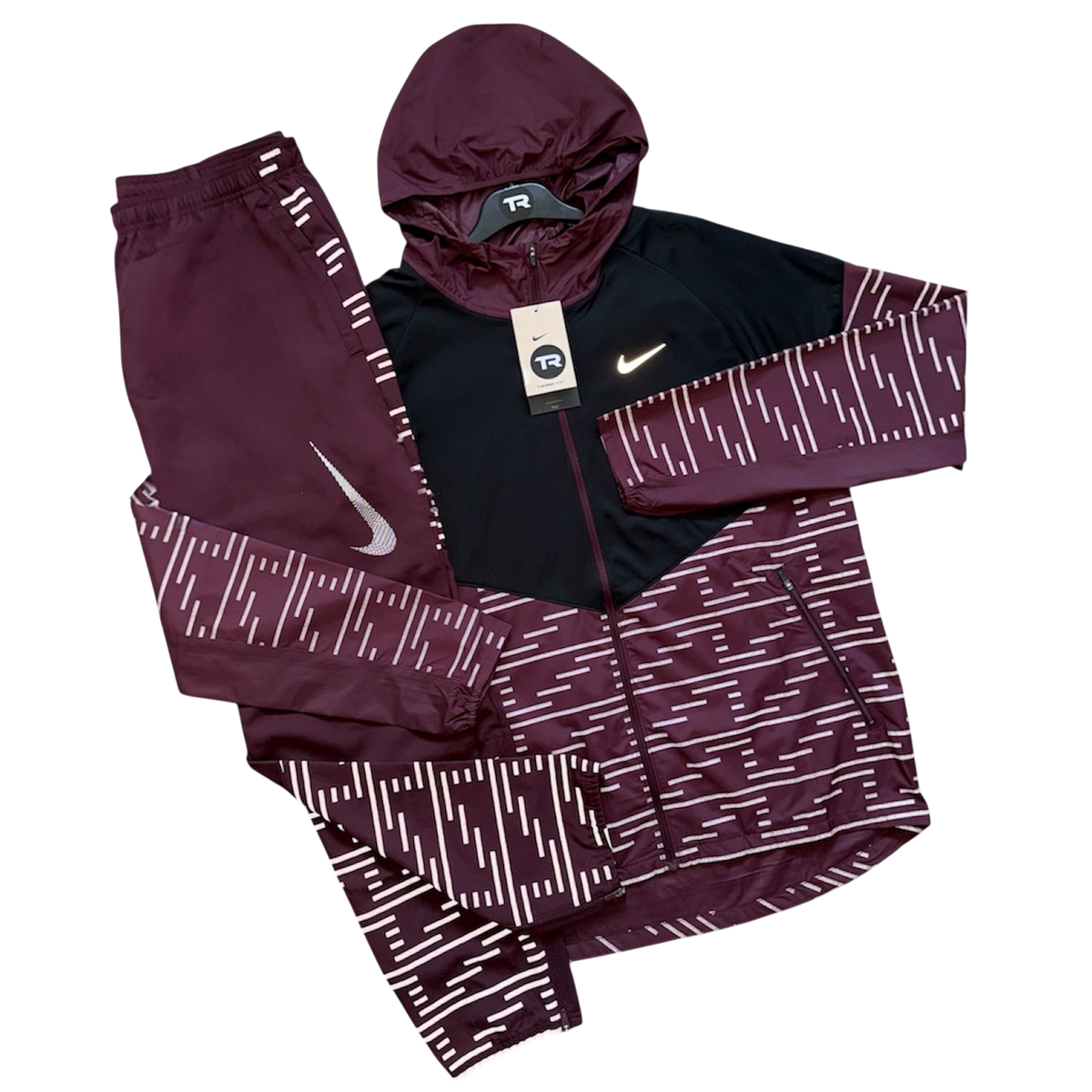 (New) Burgundy Nike Therma-Fit Flash Reflective Tracksuit Set