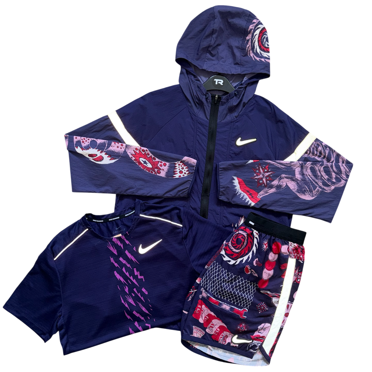 Midnight Purple Nike Dragon + Purple Bolt Miler 3-Piece Set
