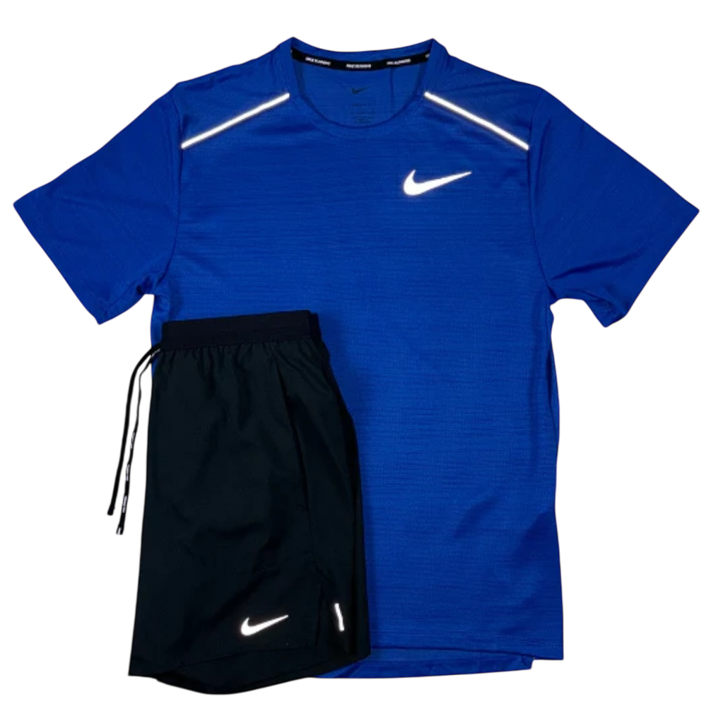 Royal Blue Nike Miler with Black Flex Stride Shorts Set